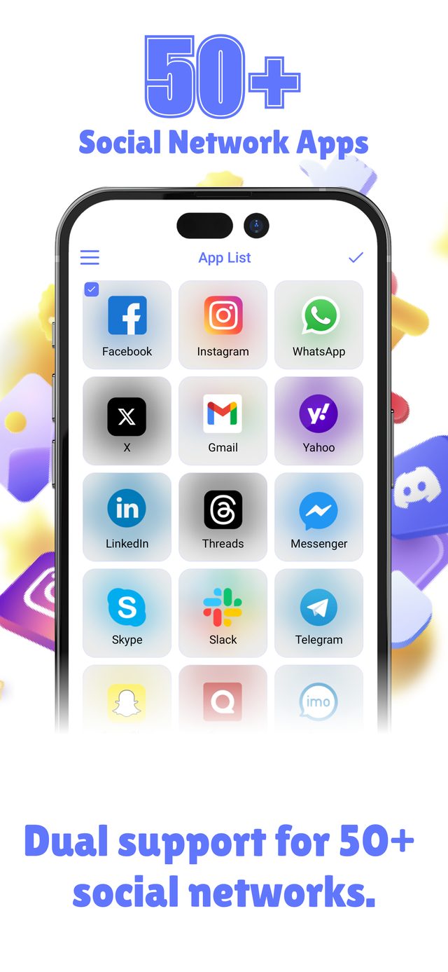 Dual support for 50+ social networks